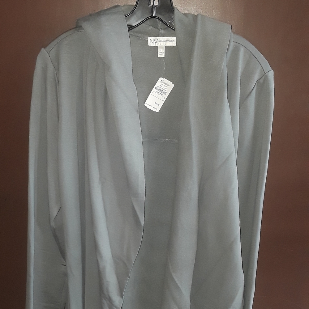 Neiman Marcus Jade/Greyish Sweater w/hoodie